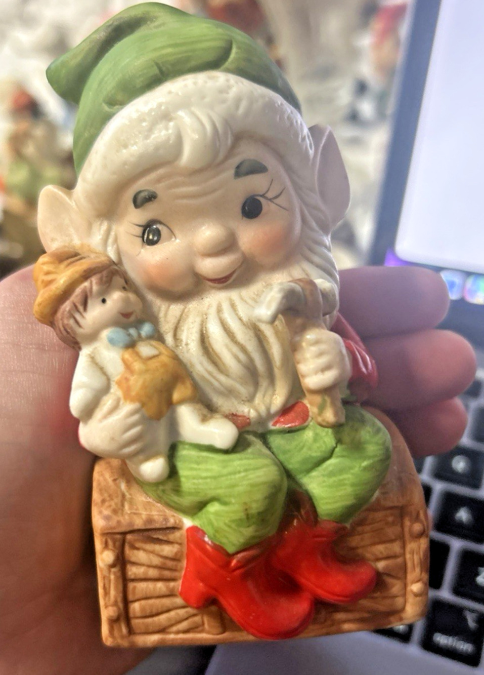 Vintage 1980’s Homco Christmas Elf Figurine 5406 Santas Helper
